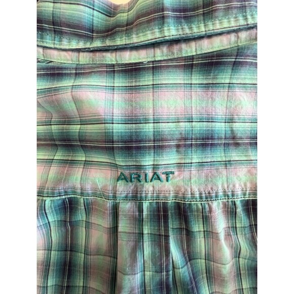 Ariat Shirt Pro Series Everman Button Down Mens Size XLT Plaid Long Sleeve Blues - Picture 4 of 8